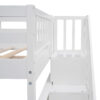 Stairway Full-Over-Full Bunk Bed with Storage and Guard Rail for Bedroom, Dorm, White color