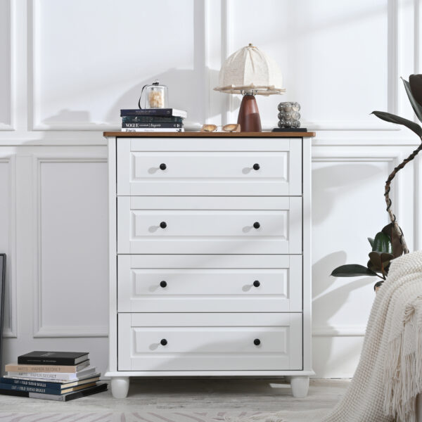 ZM Modern Chest of Drawers, 4 Drawer Dresser, Tall Wood Storage Cabinet for Living Room, Entryway, Hallway