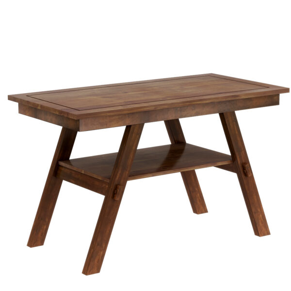 TOPMAX 6-Piece Wood Counter Height Dining Table Set with Storage Shelf, Kitchen Table Set with Bench and 4 Chairs,Rustic Style, Walnut+Beige Cushion (old sku: SH000257AAD)