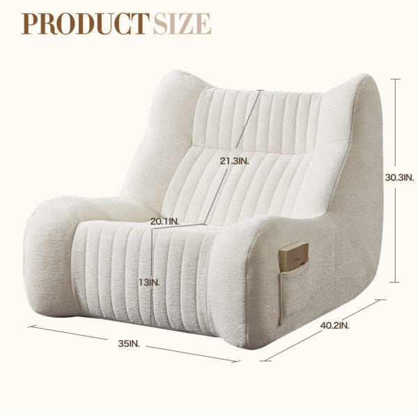 Bean Bag Chair for Adults with Armrests - Oversized Comfy Beanbag Lounge Lazy Floor Sofa Accent Chair for Living Room, Bedroom