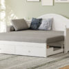 Twin Size Wood Daybed Extended Bed with Storage Drawers Wooden Sofa Bed for Living Room Guest Room, White