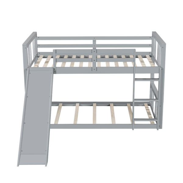Twin Over Twin Bunk Bed with Slide and Ladder, Gray (Old SKU:LT000108AAE)