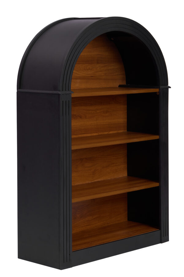 Bookcase, 4-Shelf Tall Bookshelf, 45.66" Wood Open Display Floor Arched Bookcase, Large Storage Organizer for Library, Bedroom, and Living Room (Black)