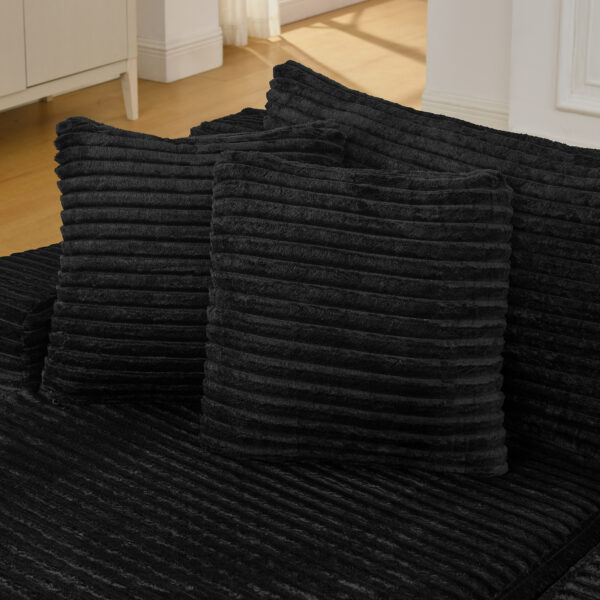 64e4e10e7fd641fda52ddb27d1550c29_fcb0f7e2756ce703b4565080eb1849b2 Two-seater lazy sofa lounge chair,Compressed sofa no assembly required, made of velvet fabric, fluffy modern lounge chair, used for indoor living rooms and bedrooms-Black