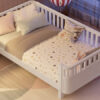 Twin Size Wood Platform Bed for Kids, Wood Low Profile Twin Bed with Rails for Girls and Boys, White (Patented Design)