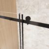 Frameless Single sliding shower door  60 "W x 76" H, 1/4 "(6 mm) Clear Tempered Glass, Explosion Proof Film, Stainless Steel Handle Square Tube Track ,Matte Black