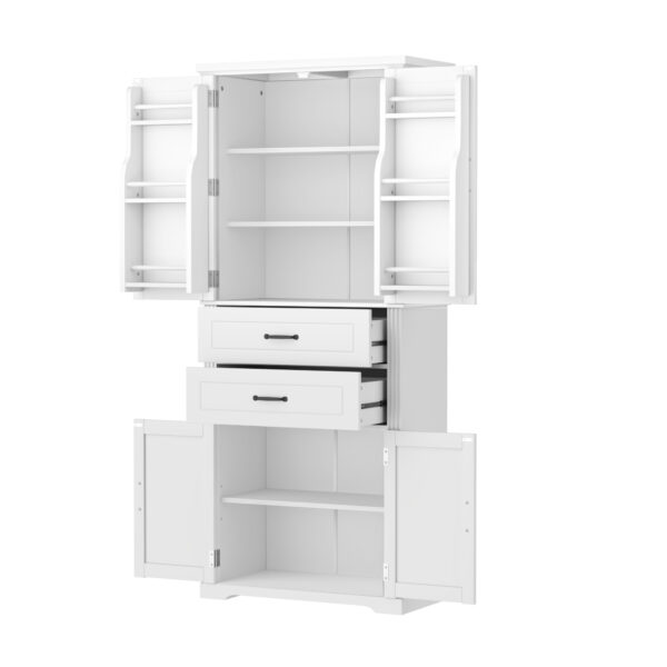 Storage Cabinet with Multi-Functional Storage Space for Kitchen/Bathroom/Dining Room/Living Room , 2 Drawers with Slide Rails, Adjustable Shelf, White