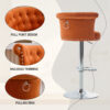 COOLMORE Velvet Bar Stool Set of 2, Adjustable Swivel Bar Stools with Silver Plated Metal Leg, Chrome Nailhead, Counter Height Chair for Kitchen,Dining Room