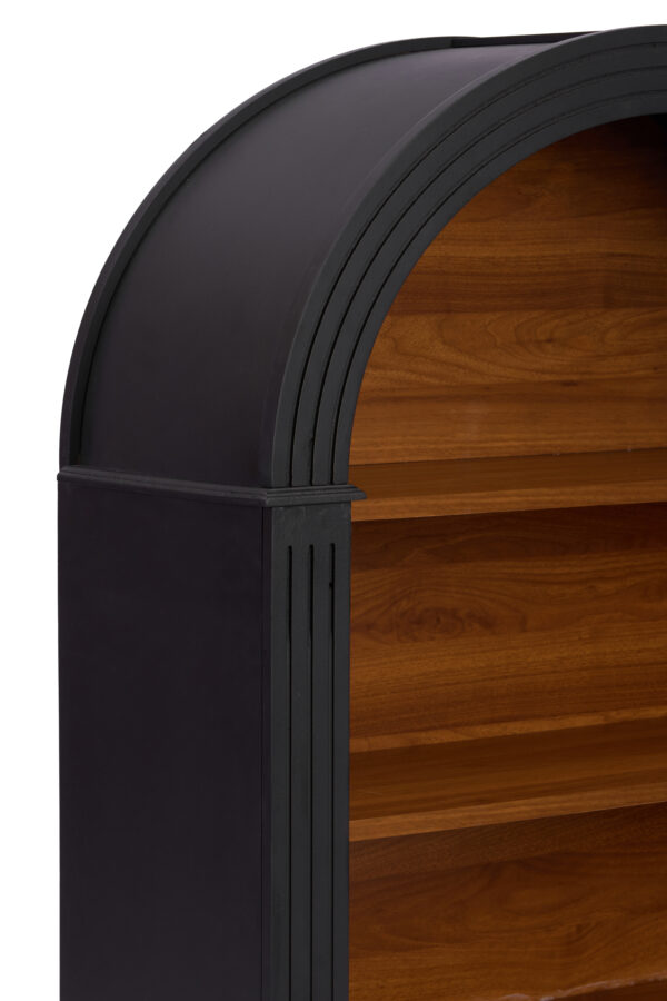 Bookcase, 4-Shelf Tall Bookshelf, 45.66" Wood Open Display Floor Arched Bookcase, Large Storage Organizer for Library, Bedroom, and Living Room (Black)
