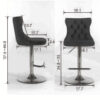 Swivel Velvet Barstools Adjusatble Seat Height from 25-33 Inch, Chrome base Bar Stools with Backs Comfortable Tufted for Home Pub and Kitchen Island,Set of 2,  AS1712GY, Gray