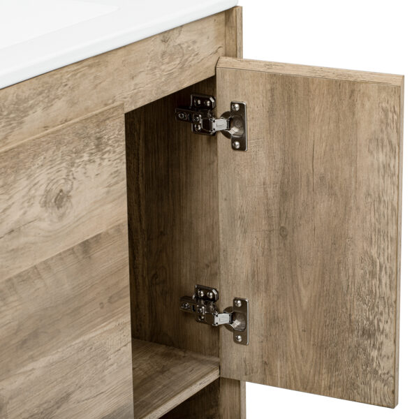 30" Modern Wood Fixture Bathroom Vanity, Bathroom Cabinet with Sliding Drawer, Bathroom Storage Cabinet with Ceramic Basin Sink Top, Single Bathroom Vanities Cabinet with Doors and Open Shelf