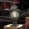 Outdoor Post Light, Black Pole Lantern Lighting Fixture with Pier Mount Base Hard Wired, Outdoor Column Lights Exterior Lamp Post Lantern with Glass for Garden Yard Patio Path (1 pack)