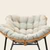 Outdoor Rocking Chair, Patio Egg Rocking Chair, Indoor Papasan Chair, Rattan Wicker Lounge Chair, Modern Royal Chair for Bedroom, Living Room, Porch, Garden,Lawn-Beige