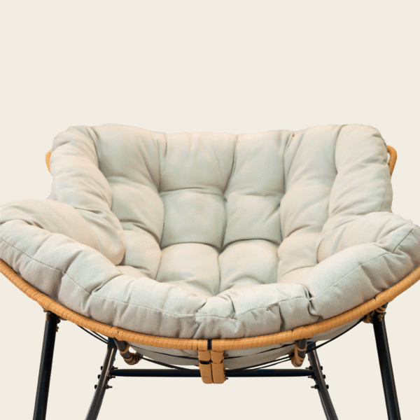 Outdoor Rocking Chair, Patio Egg Rocking Chair, Indoor Papasan Chair, Rattan Wicker Lounge Chair, Modern Royal Chair for Bedroom, Living Room, Porch, Garden,Lawn-Beige