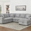 122 Inch Pull Out Couch, Rabbit plush Fabric Sofa Bed with USB Ports & Comfy Upholstered, Oversized U Shape Sectional Sleeper Sofa Bed with Storage Chaise, Grey