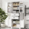 Storage Cabinet with Multi-Functional Storage Space for Kitchen/Bathroom/Dining Room/Living Room , 2 Drawers with Slide Rails, Adjustable Shelf, White