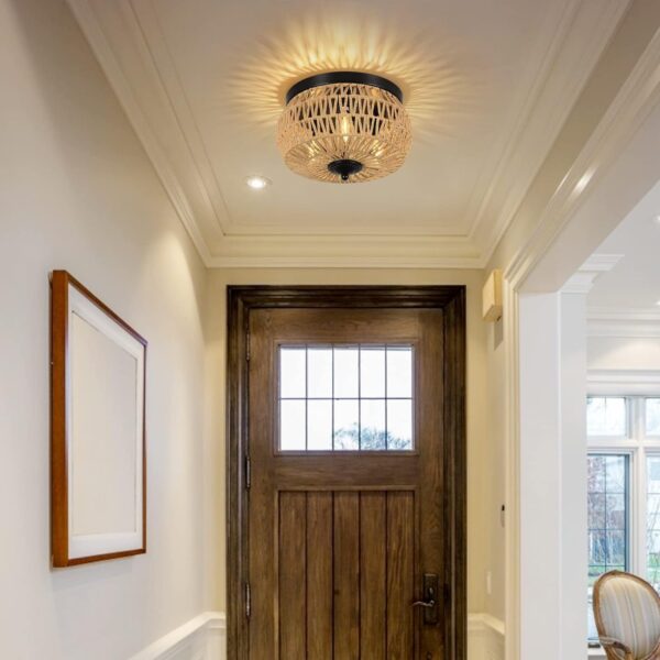 6949336ee87f433ba99c374d2d870c23_80b5a3a9cb97190cc6b617a75c0a4862 3-Lights Woven Rattan Flush Mount Ceiling Light Fixture with Hand-Worked Cage Shade for Bedroom, Kitchen, Foyer, Porch