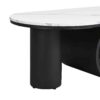 Luxury Modern Oval Coffee Table, 47.24'' Coffee Table with Storage Drawer, Faux Marble Top, Black Metal Center Table for Living Room