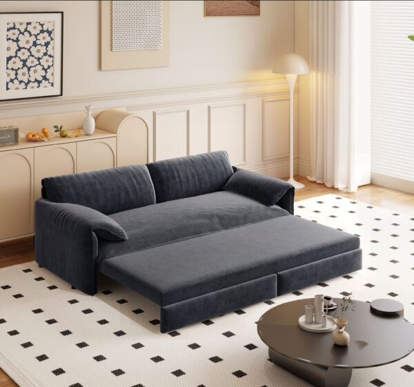 66" Queen Pull Out Sofa Bed, 3-in-1 Convertible Sleeper Sofa with Side Storage,Multi-Functional Velvet Loveseat Bed for Living Room,Bedroom,Apartment,Office.(Old Sku:W1885P154639/W1885P214785)