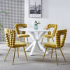 Modern chair(set of 2 ) with iron tube legs, soft cushions and comfortable backrest, suitable for dining room, living room, cafe,hairball back