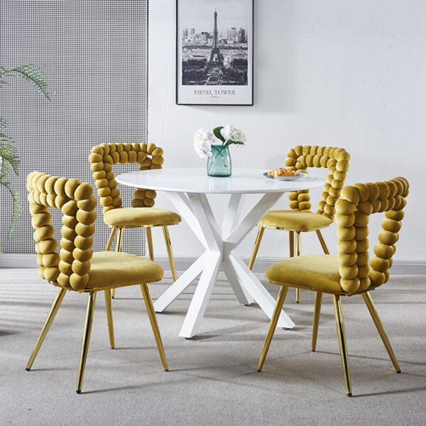 Modern chair(set of 2 ) with iron tube legs, soft cushions and comfortable backrest, suitable for dining room, living room, cafe,hairball back