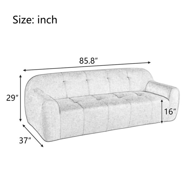 U_Style 85.8" Wide Chenille Fabric 3-Seater Sofa with Tufted Style, Full Sponge Compression Design, with Powder-Free Foam, Pocket Spring for Extra Comfort, 23.6" Seat Depth, No Assembly Required,for L