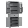 Bathroom Storage Cabinet with Doors and Drawer, Multiple Storage Space, Adjustable Shelf, Grey (Old Sku:WF308204AAE)