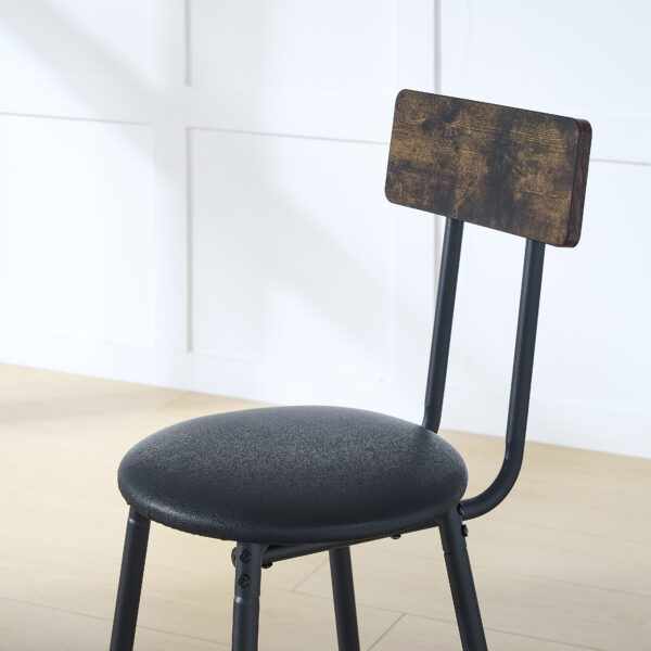 6b871b36c5224e478228bfc77b70931f_20240113_4fdaa3872817cd30c7d80db51a497c96 Round bar table and stool set with shelf, upholstered stool with backrest, Rustic Brown, 24.17"W x 24.17"D x 36.02"H