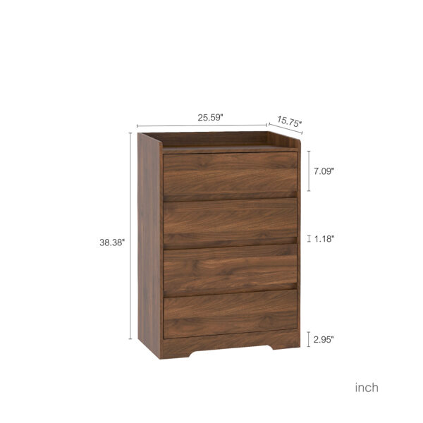 4 Drawer Dresser, Chest of Drawers Without Handle,Dresser for Bedroom 100% Waterproof, Modern Wooden Cabinet with Sturdy Frame for Living Room, Entryway, Bedroom, Hallway, Office