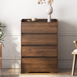 4 Drawer Dresser, Chest of Drawers Without Handle,Dresser for Bedroom 100% Waterproof, Modern Wooden Cabinet with Sturdy Frame for Living Room, Entryway, Bedroom, Hallway, Office