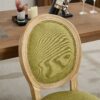 A&A Furniture,French Style Solid Wood Frame Antique Painting Linen Fabric Back Dining Chair,Set of 2,SW1845OL,Olive Green