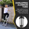 Telescopic ladder, 9.5 foot aluminum button telescopic ladder with 2 triangular stabilizers and hooks, multi-purpose ladder, maximum load-bearing capacity of 330 pounds, suitable for industrial and ho