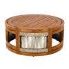 27.95" Acacia Wood Outdoor Coffee Table - Handwoven Rope Accent Boho Patio Table with All-Weather Durability