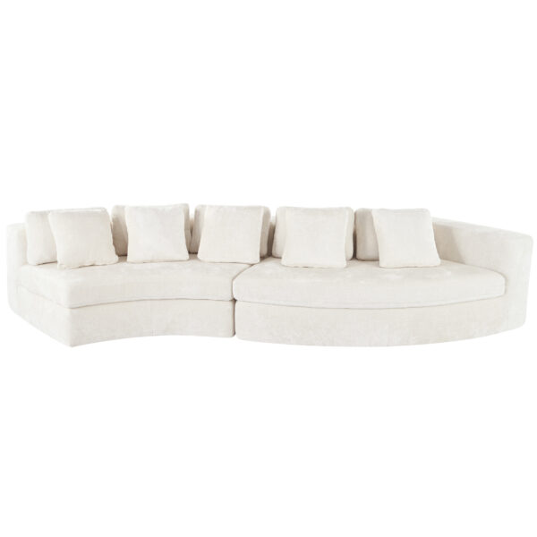 U_Style 115.7" Pure Foam Modular Sofa, 2-Piece Set with 5 Cushions, 4-Seater, Chenille Jacquard Fabric, Curved Design, No Assembly Required, Soft Upholstered Sofa for Living Room & Bedroom