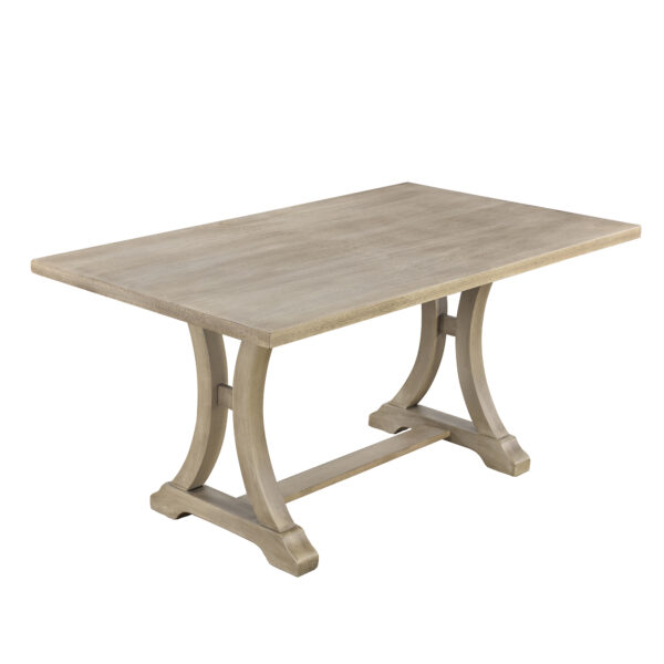 TREXM 6-Piece Farmhouse Dining Table Set, Rectangular Trestle Table and 4 Upholstered Chairs & Bench for Dining Room (Natural Wood Wash)