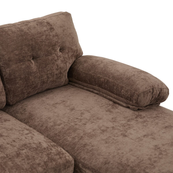 U-shaped Sectional Sofa 103.5" Chenille Fabric Couch with Dual Chaise Lounges, Storage Pockets and Armrest Pillows for Living Room, Brown