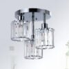 Semi Flush Mount Ceiling,3-Light Kitchen Mount,Hallway Light Fixtures Ceiling with Clear Crystal Shades for Kitchen Entryway Bedroom Bathroom Foyer