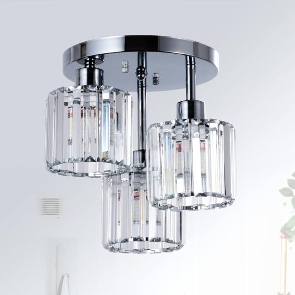 6f084d8248244178af4b60cd299c0cea_b0478ae3bd8b7d93916dba7696099bba Semi Flush Mount Ceiling,3-Light Kitchen Mount,Hallway Light Fixtures Ceiling with Clear Crystal Shades for Kitchen Entryway Bedroom Bathroom Foyer