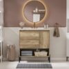 30" Modern Wood Fixture Bathroom Vanity, Bathroom Cabinet with Sliding Drawer, Bathroom Storage Cabinet with Ceramic Basin Sink Top, Single Bathroom Vanities Cabinet with Doors and Open Shelf