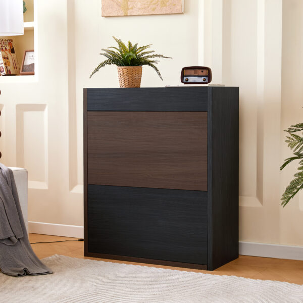32.5''-58.8'' Extendable & Rotating Cabinet with 1 Drawer, 90-Degree Corner Cabinet, Multifuctional Storage Combination Cabinet for Living Room, Hallway, Entryway, Black & Walnut