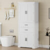 Storage Cabinet with Multi-Functional Storage Space for Kitchen/Bathroom/Dining Room/Living Room , 2 Drawers with Slide Rails, Adjustable Shelf, White