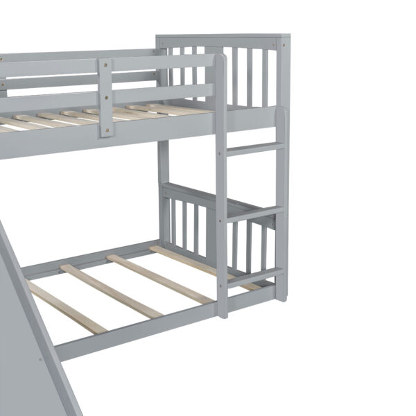 Twin Over Twin Bunk Bed with Slide and Ladder, Gray (Old SKU:LT000108AAE)