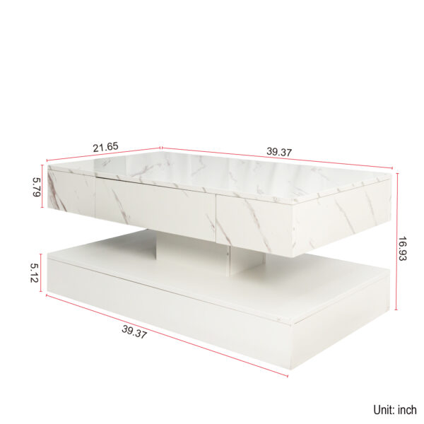 16.93IN High LED Coffee Table,Modern Coffee Table for Living Room,Living Room Tables,Large Living Room Furniture,LED Lights