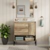 30" Modern Wood Fixture Bathroom Vanity, Bathroom Cabinet with Sliding Drawer, Bathroom Storage Cabinet with Ceramic Basin Sink Top, Single Bathroom Vanities Cabinet with Doors and Open Shelf