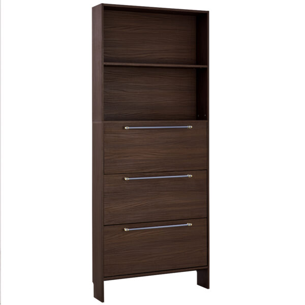 Shoe Cabinet with 3 Flip Drawers,Narrow Shoe Rack Cabinet, Entryway Shoe Storage Cabinet with Open Shelves, Freestanding Hidden Shoe Rack Organizer with Solid Wood Legs for Hallway, Living Room, Large