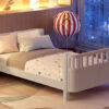 Twin Size Wood Platform Bed for Kids, Wood Low Profile Twin Bed with Rails for Girls and Boys, White (Patented Design)