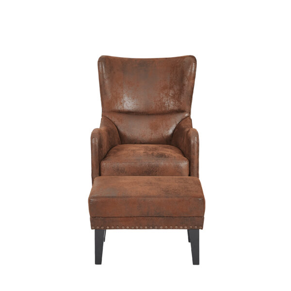 Mirod Hi-back Vintage Distressed Lounge Chair with Ottoman,Classic Tufted Design & Nailhead Trim for Living Room, Study, Bedroom
