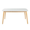 5-Piece Mid-Century Modern Dining Set - Solid Wood Frame Table + 4 Beige Upholstered Chairs(White Oak+Gray)