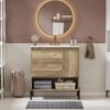 30" Modern Wood Fixture Bathroom Vanity, Bathroom Cabinet with Sliding Drawer, Bathroom Storage Cabinet with Ceramic Basin Sink Top, Single Bathroom Vanities Cabinet with Doors and Open Shelf