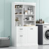 Bathroom Storage Cabinet with Tilt-Out Hamper, 70.9'' Tall Free Standing Organizer with Drawers & Adjustable Shelves, MDF Linen Tower with Steel Handles, White Finish